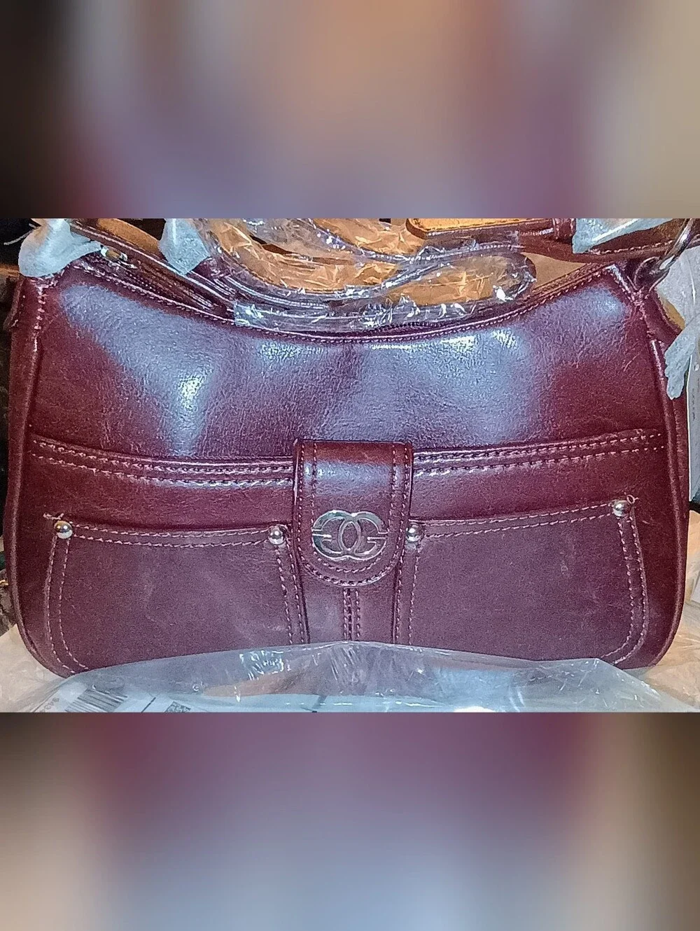 NWT Designer-Inspired Women's Shoulder Bag in Deep Wine🍷In Factory Packing